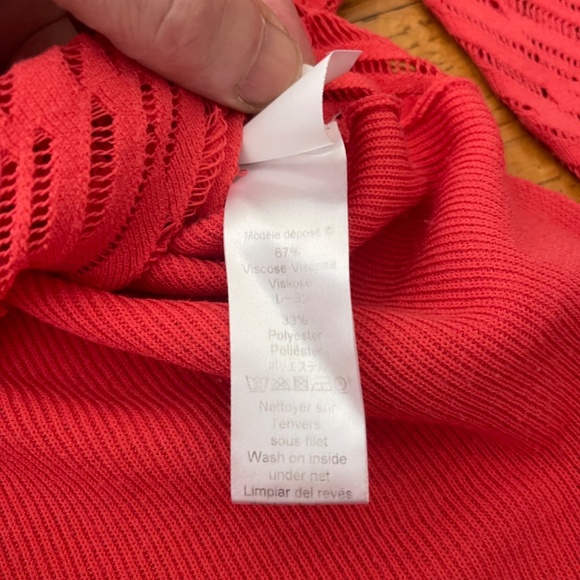 VTG Kenzo Bright (Reddish) Coral Open Knit V Neck Size S - Picture 7 of 9